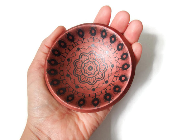 Bronze Ring Dish with Mandala Pattern