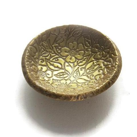 Gold Ring Dish with Floral Pattern